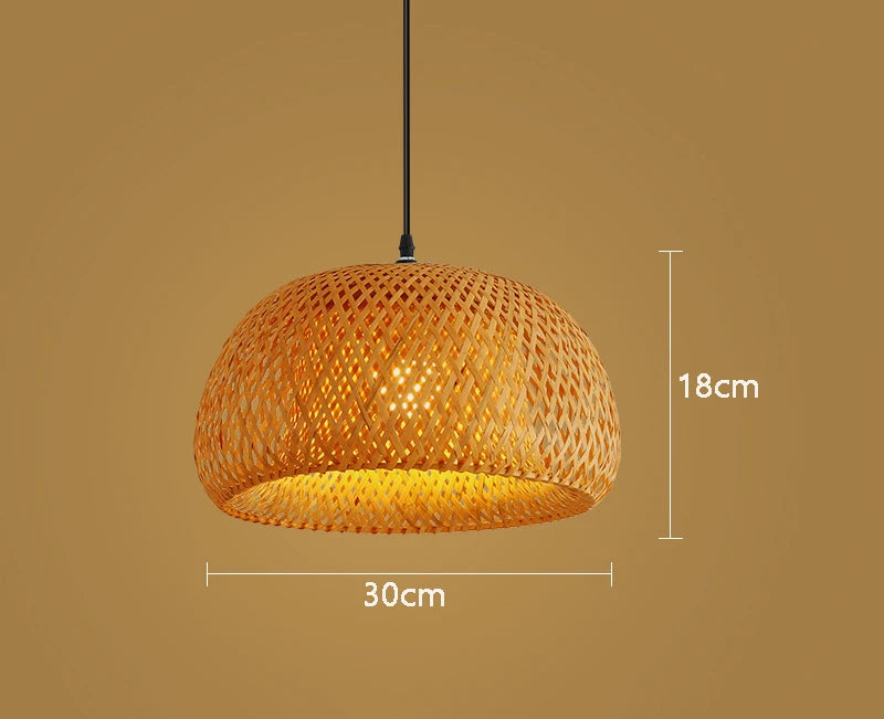 Naturlig bambus pendel | Håndvævet rattanlampe