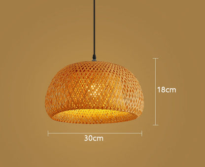 Naturlig bambus pendel | Håndvævet rattanlampe