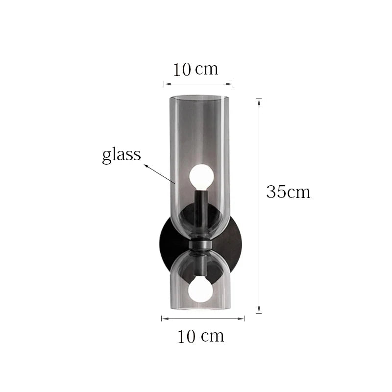 Nordische Glas-Wandlampe | Rauchglas-Röhrendesign