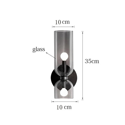 Nordische Glas-Wandlampe | Rauchglas-Röhrendesign