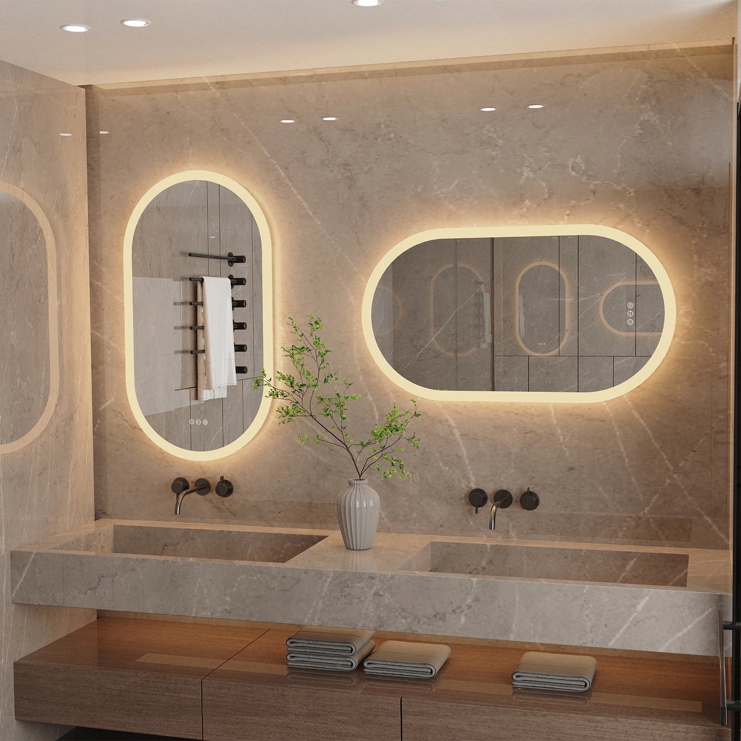 LumoOval | Oval LED Bathroom Mirror | Anti-Fog & Dimmable Backlit Design