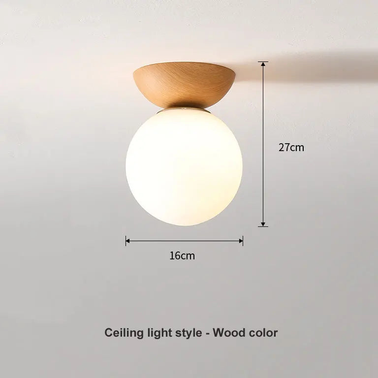 Lampada a Sospensione e da Soffitto a Sfera in Vetro Stile Nordico Moderno | Finitura Legno