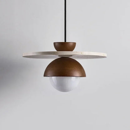 Candeeiro Suspenso Denmark | Candeeiro de Teto LED em Nogueira e Pedra