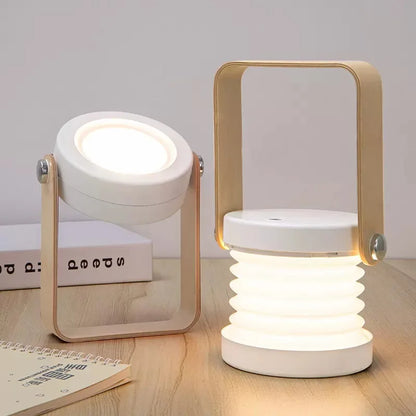 Lanterna portatile con manico in legno creativo | Lampada da tavolo pieghevole ricaricabile