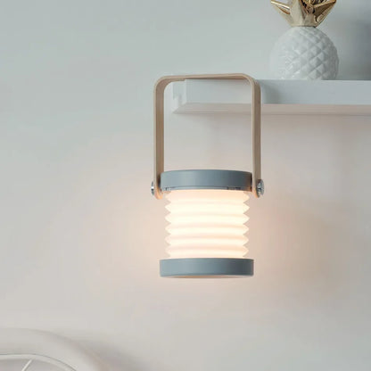 Lanterna portatile con manico in legno creativo | Lampada da tavolo pieghevole ricaricabile