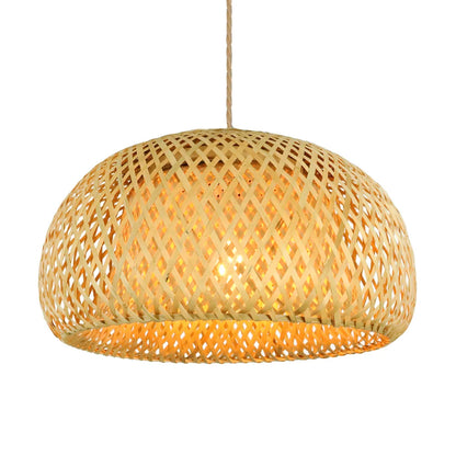 Naturlig bambus pendel | Håndvævet rattanlampe