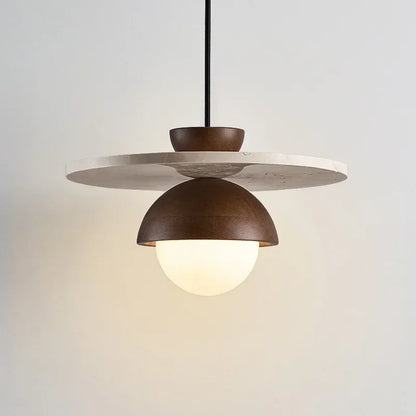Candeeiro Suspenso Denmark | Candeeiro de Teto LED em Nogueira e Pedra