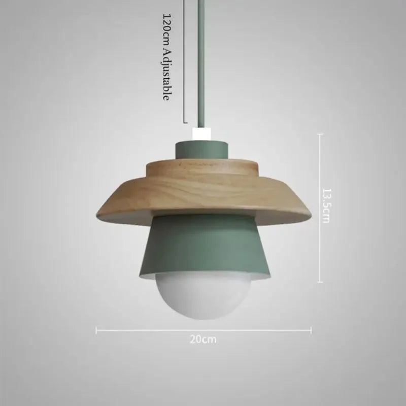Candeeiro Suspenso em Madeira Nórdica | Design Colorido Macaron