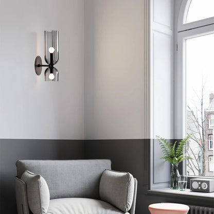 Nordische Glas-Wandlampe | Rauchglas-Röhrendesign