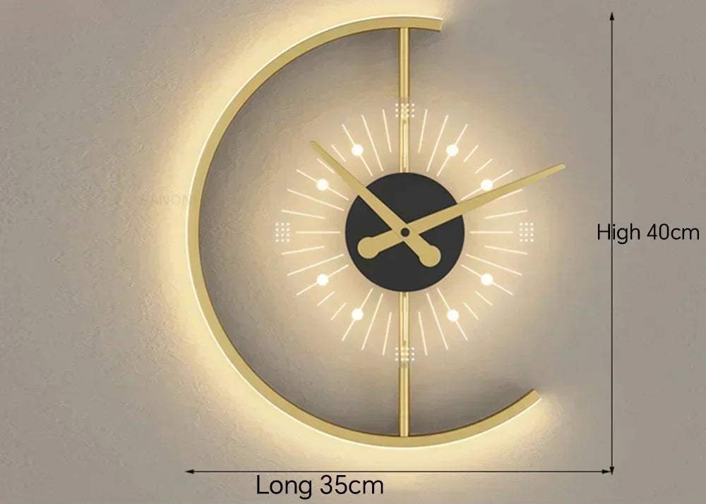 שעון קיר מנורת לונריס | קיר מודרני-פוסט עם נורת לד
