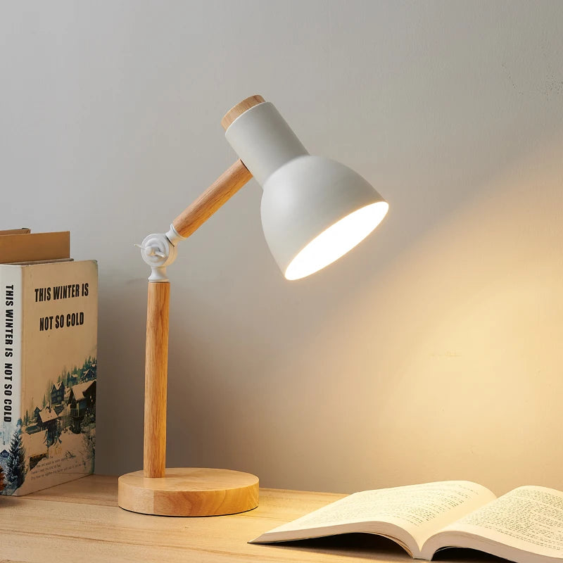 Lampada da scrivania in legno nordico | Lampada da tavolo moderna regolabile