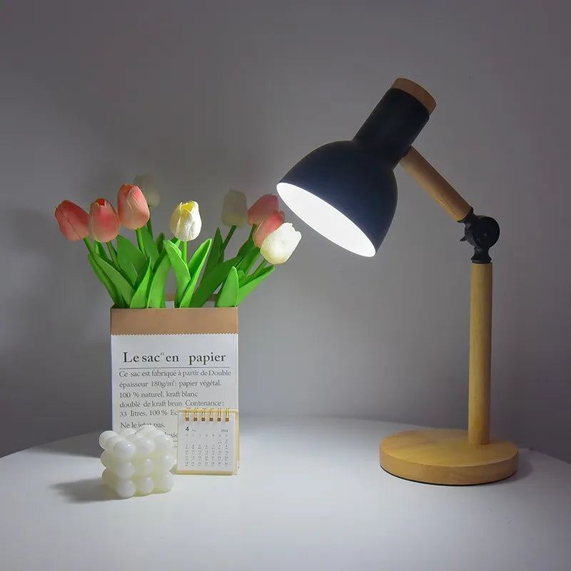 Lampada da scrivania in legno nordico | Lampada da tavolo moderna regolabile