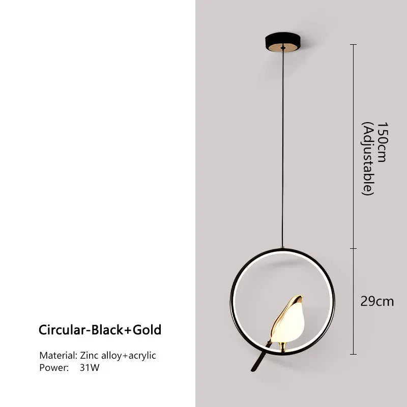 Candeeiro de Pendurar Pega | Design Nórdico LED de Pássaro