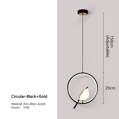Candeeiro de Pendurar Pega | Design Nórdico LED de Pássaro