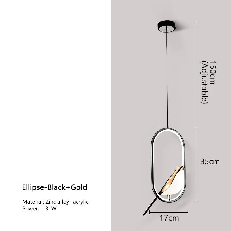 Candeeiro de Pendurar Pega | Design Nórdico LED de Pássaro