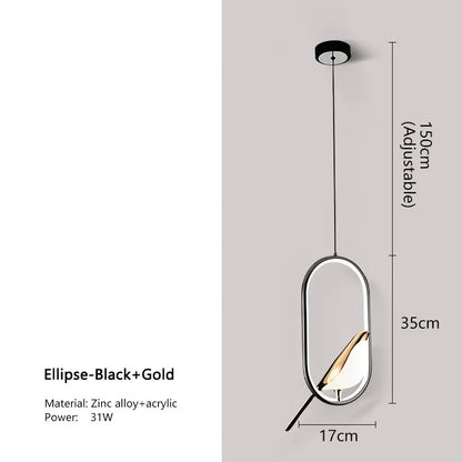 Candeeiro de Pendurar Pega | Design Nórdico LED de Pássaro