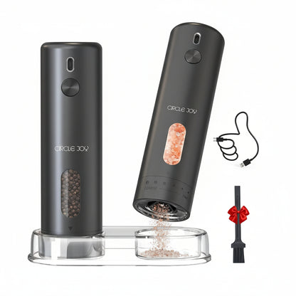 Conjunto de Moinhos Elétricos de Sal e Pimenta USB Recarregável Base de Carregamento ProMax