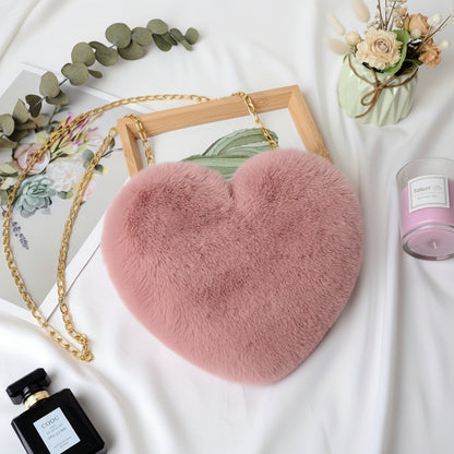 Bolso de Hombro con Corazón de Piel Sintética y Cadena Cruzada