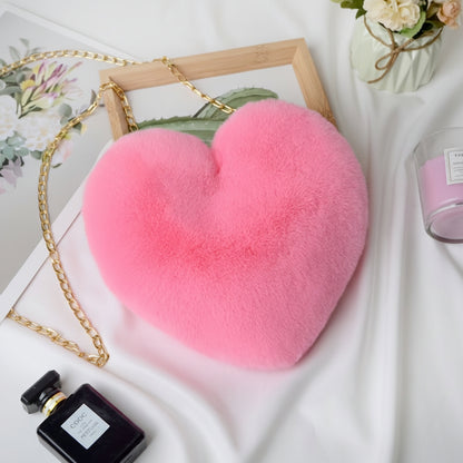 Bolso de Hombro con Corazón de Piel Sintética y Cadena Cruzada