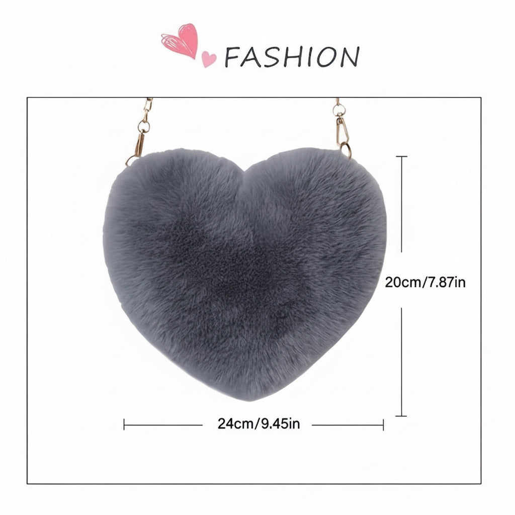 Bolso de Hombro con Corazón de Piel Sintética y Cadena Cruzada