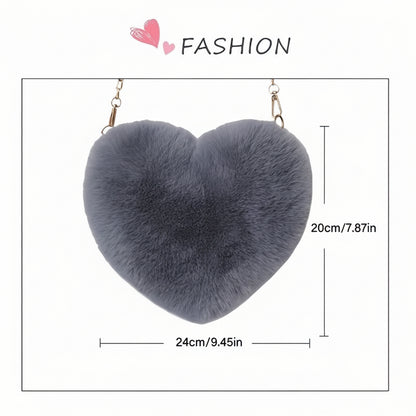 Bolso de Hombro con Corazón de Piel Sintética y Cadena Cruzada