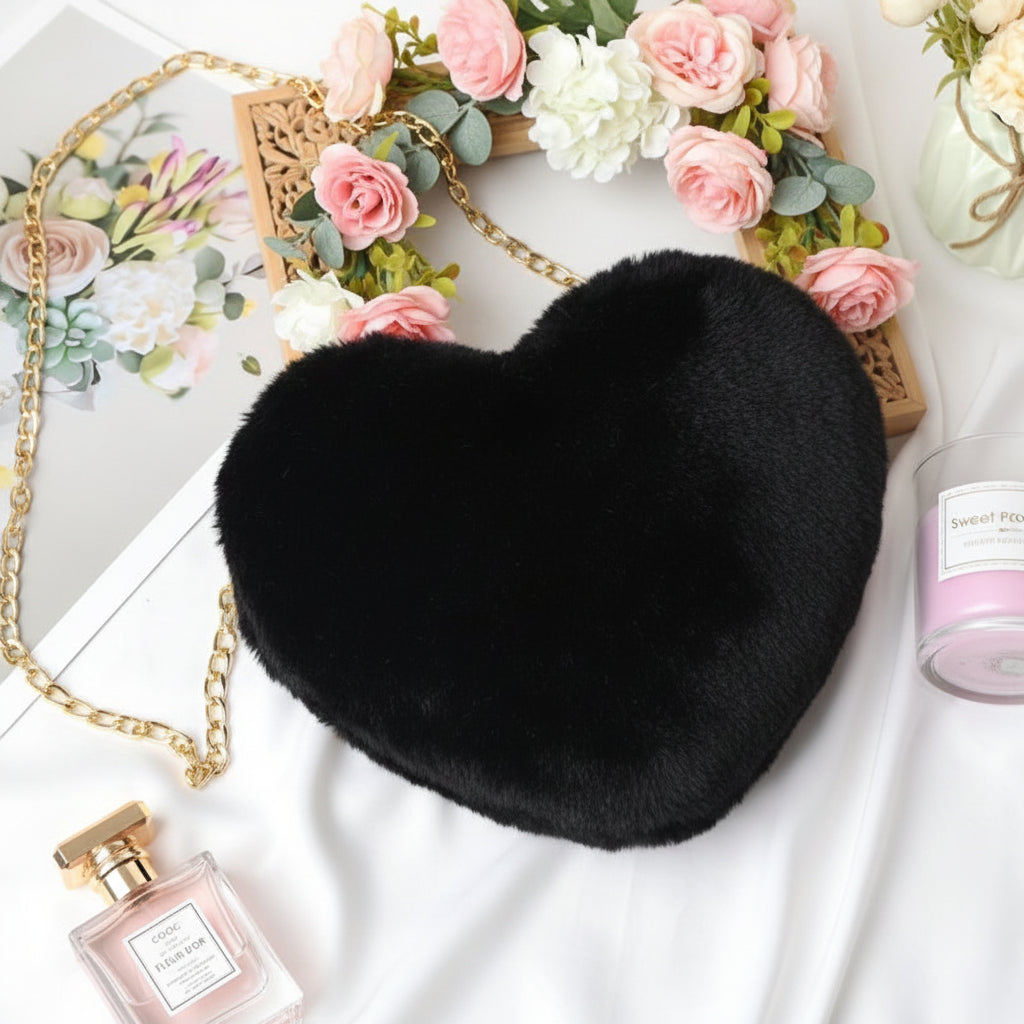 Bolso de Hombro con Corazón de Piel Sintética y Cadena Cruzada