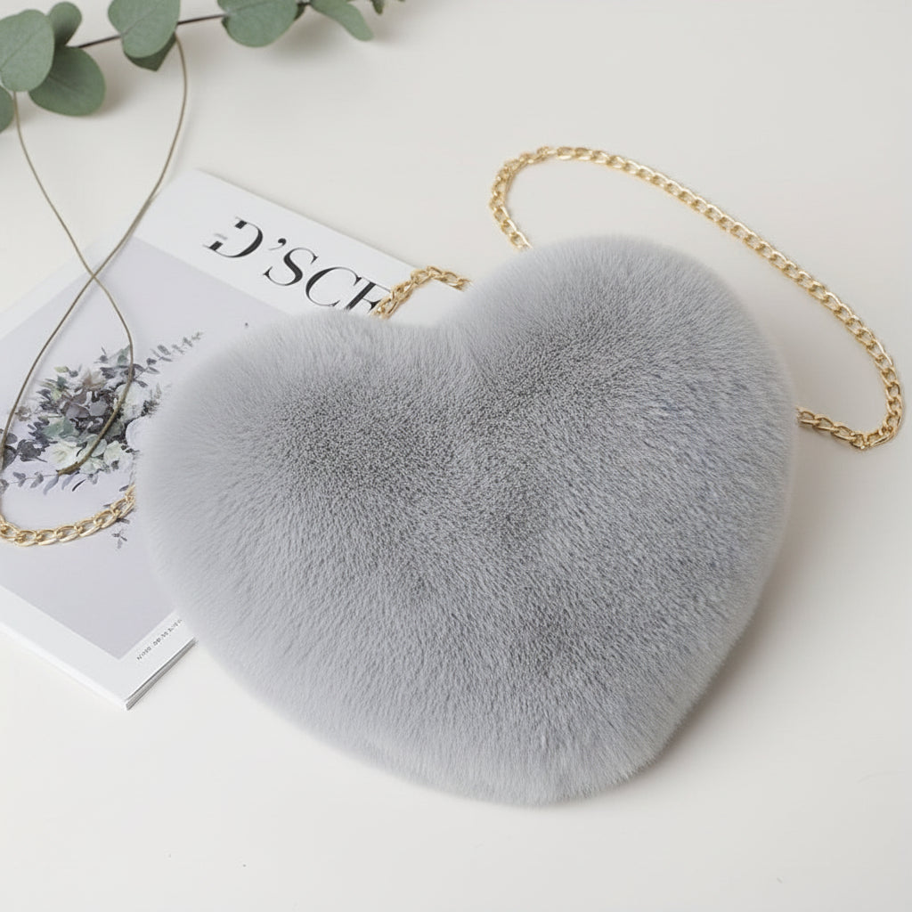 Bolso de Hombro con Corazón de Piel Sintética y Cadena Cruzada