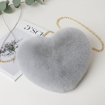 Bolso de Hombro con Corazón de Piel Sintética y Cadena Cruzada