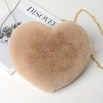 Bolso de Hombro con Corazón de Piel Sintética y Cadena Cruzada
