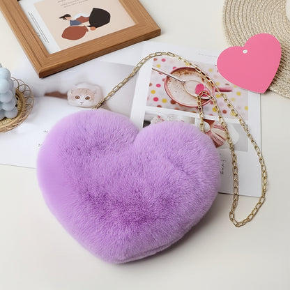 Bolso de Hombro con Corazón de Piel Sintética y Cadena Cruzada