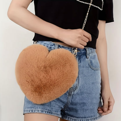 Bolso de Hombro con Corazón de Piel Sintética y Cadena Cruzada