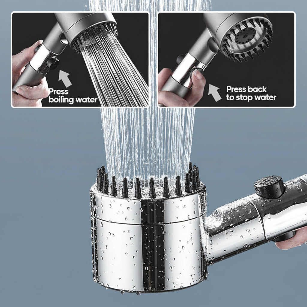 Cabeça de Chuveiro de Alta Pressão Manual com Pulverização de Água Filtrada