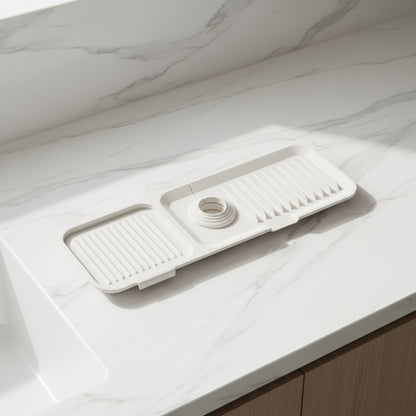 Tappetino per lavello in silicone, raccogligocce per rubinetto con design auto-drenante