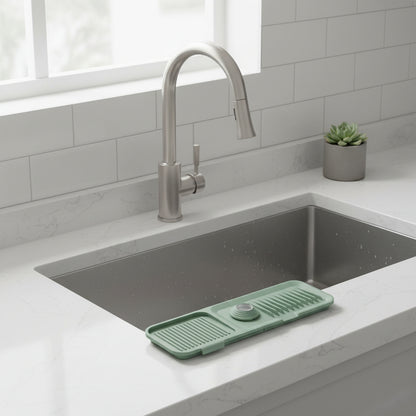 Tappetino per lavello in silicone, raccogligocce per rubinetto con design auto-drenante