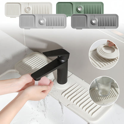 Tappetino per lavello in silicone, raccogligocce per rubinetto con design auto-drenante