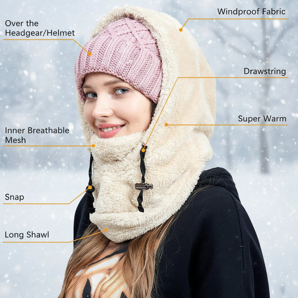 Pasamontañas de forro polar a prueba de viento para invierno y protección facial