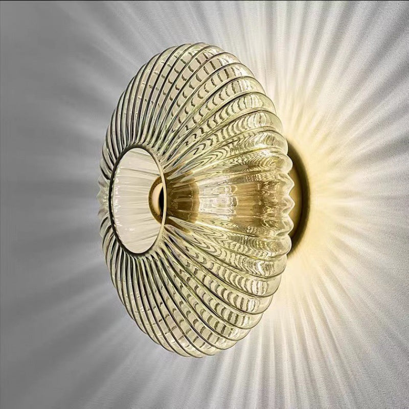 Applique da parete in vetro vintage nordico | Lampada a disco rotondo a strisce