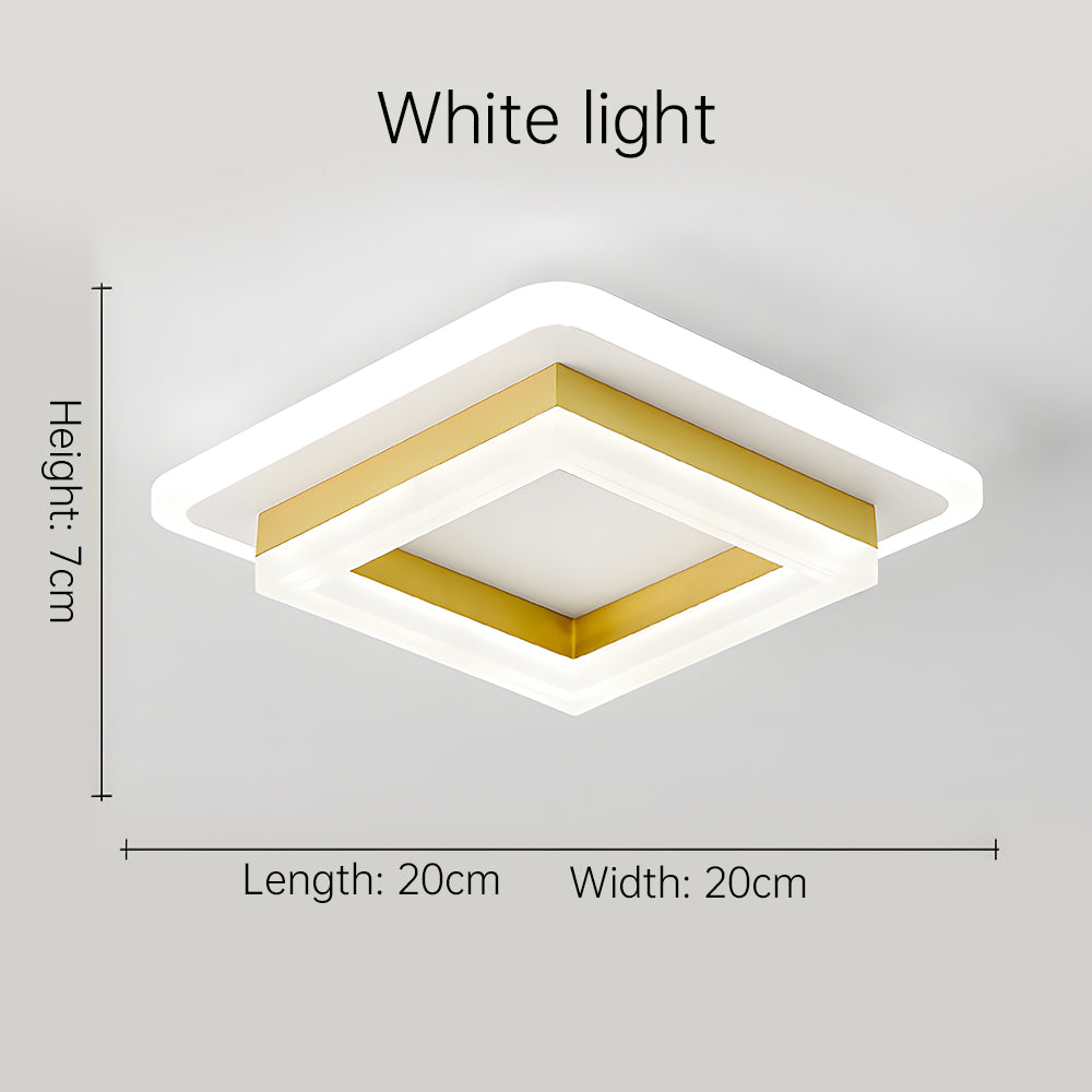 Lumină LED pătrată pentru tavan | Corp modern montat la nivelul plafonului