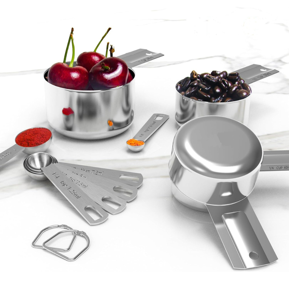 Measuring Cups Stainless Steel Set Spoons Baking Cooking