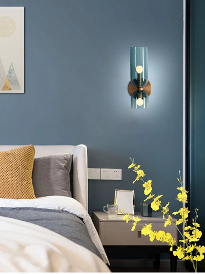 Nordische Glas-Wandlampe | Rauchglas-Röhrendesign