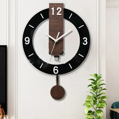 Orologio da Parete Minimalista a Pendolo | Design Moderno in Acrilico e Legno
