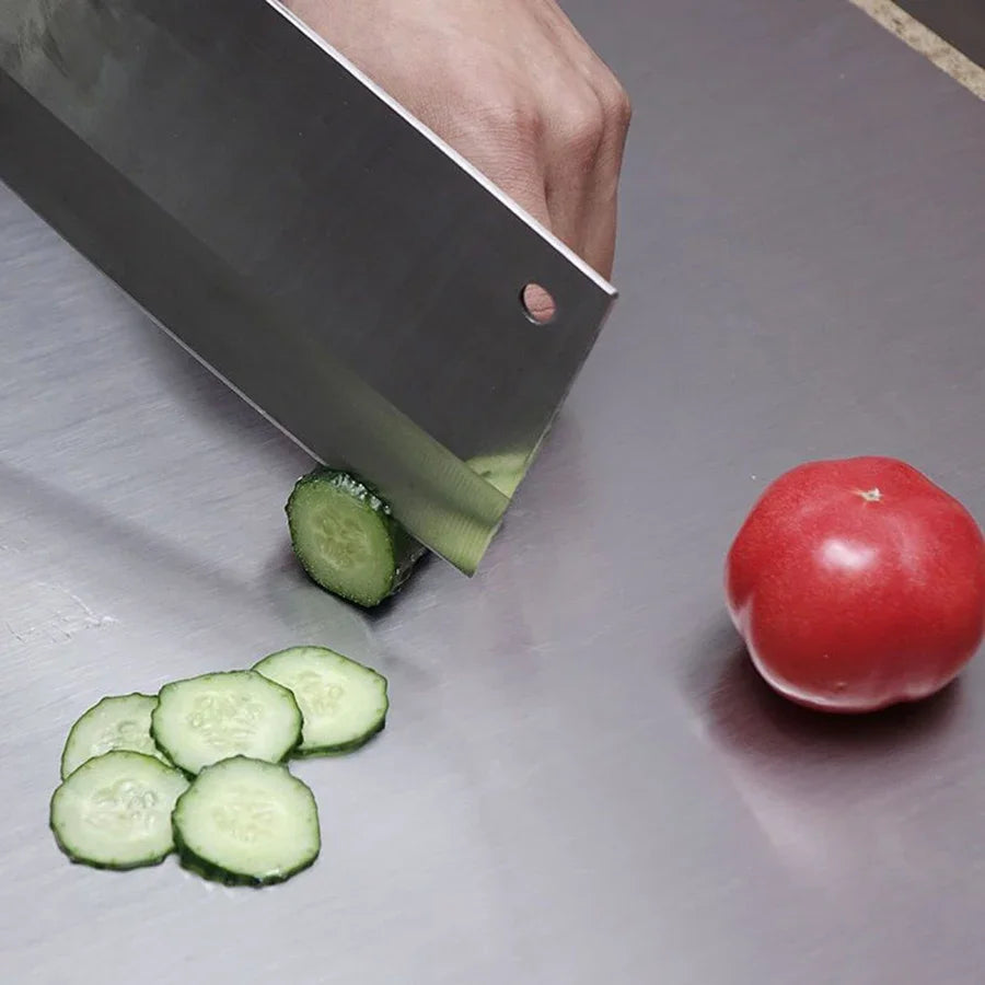 Tagliere in Acciaio Inossidabile | Pannello Doppia Faccia per Taglio e Impasto – Utensile da Cucina Resistente