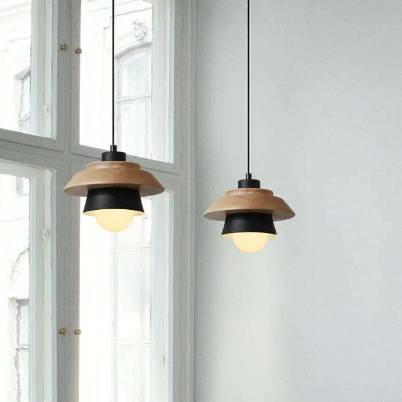 Candeeiro Suspenso em Madeira Nórdica | Design Colorido Macaron