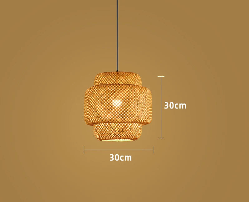 Naturlig bambus pendel | Håndvævet rattanlampe
