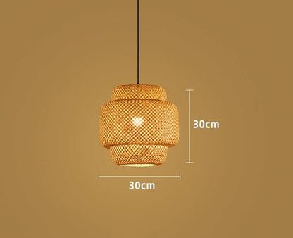 Naturlig bambus pendel | Håndvævet rattanlampe