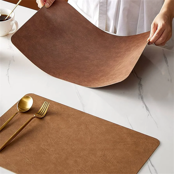 DuoMat | Double-Sided Faux Leather Placemats | Heat Resistant & Waterproof