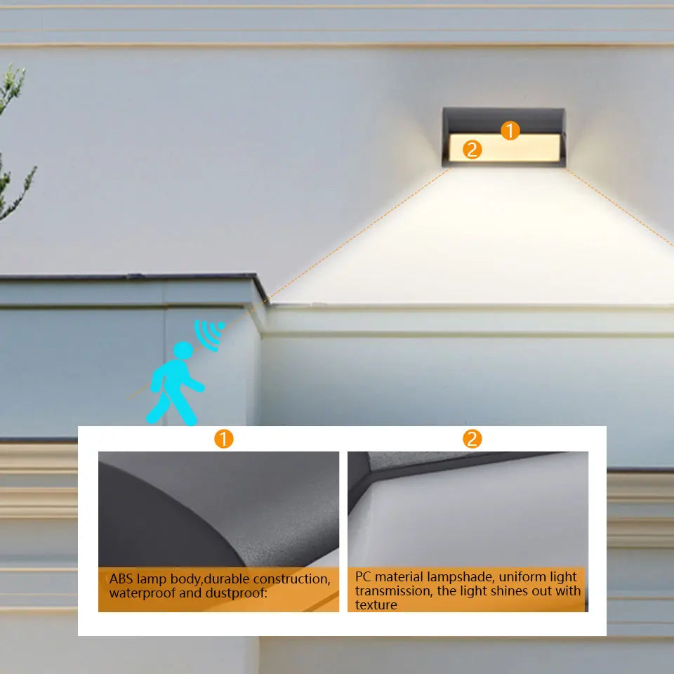 Lampada da parete con sensore di movimento LED | Lampada da giardino impermeabile per esterni