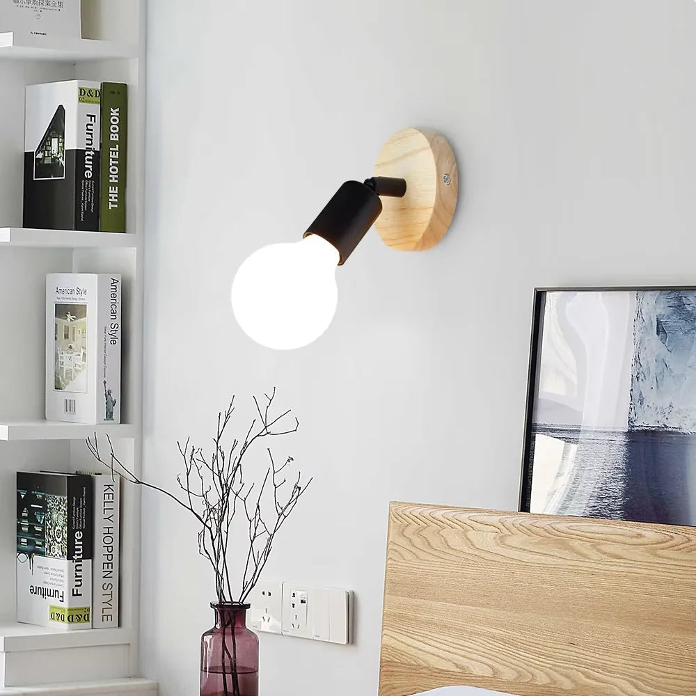 Vintage Retro Wall Lamp | Adjustable Wooden & Metal Sconce