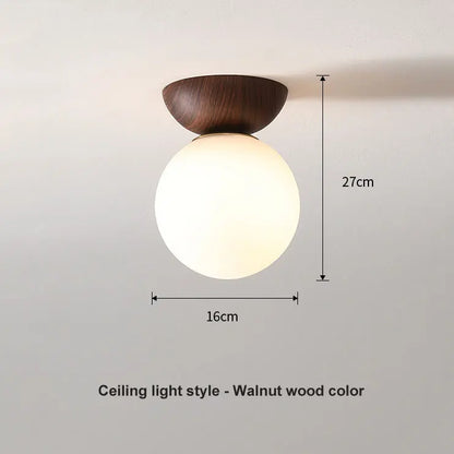 Lampada a Sospensione e da Soffitto a Sfera in Vetro Stile Nordico Moderno | Finitura Legno