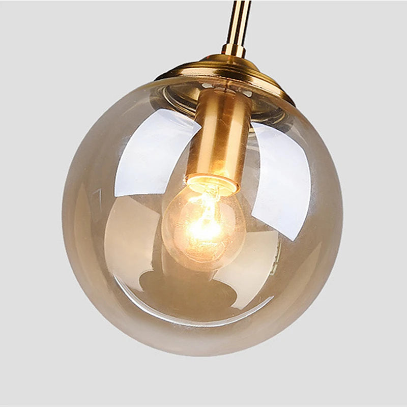 Lustre Pendente Moderno Nórdico com Globo de Vidro | Âmbar, Cinza Fumo, Vidro Transparente